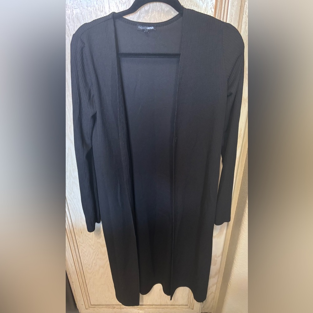 Fashion Nova Black‎ Open Front Long Cardigan